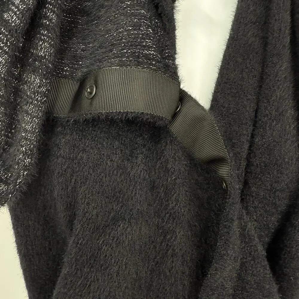 Stella & Dot Kaci Versatile 2-in-1 Scarf Wrap Knit Soft Black Metallic